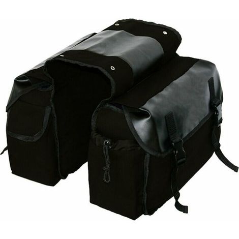 Sacoche de selle de moto de grande capacité - Sac à outils latéral de voyage en toile imperméable, accessoires de moto - Noir.