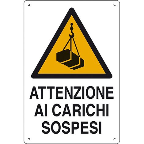 CARTELLO 'ATTENZIONE AI CARICHI SOSPESI' cm 60 x 40- 10 pezzi  - EUROSIGNALS