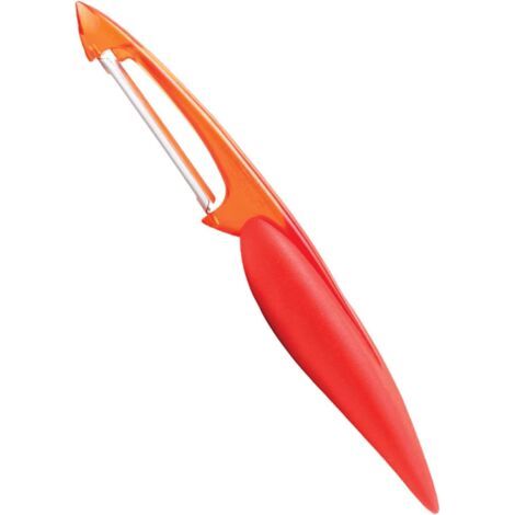 F20015 Obst- und Gemüseschäler – Einfach zu verwenden – Elios-Reihe – Zweischneidig – Klinge aus rostfreiem Stahl – Beidhändig verwendbar – Spülmaschinenfest – Rot 17 cm