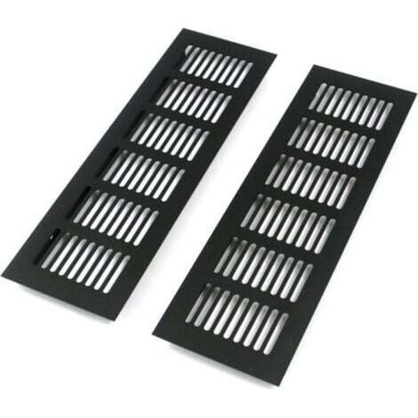Zweiteiliges Aluminium-Lüftungsgitter, rechteckige Lüftungsöffnung, Lüftungsgitter aus Aluminiumlegierung, Außenlüftungsgitter, schwarz, 250 x 80 mm