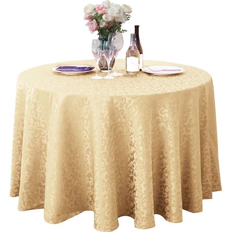 Nappe ronde en polyester lavable, résistante aux déchirures et à la décoloration, idéale pour la cuisine. (1/5)
