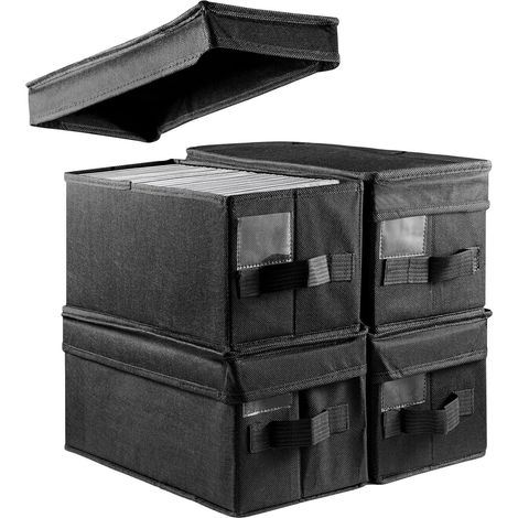 4Pcs CD Storage 35x16x15.5cm CD Storage Boxes Container Holds 30 CDs in Full Jewel Cases 60 CDs in Slim Cases and 165 Discs in CD Sleeves Protective Disc Organizer Carrying Case (1/5)