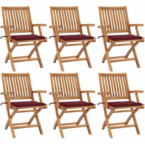 Klappbare Gartenstühle mit Kissen 6 Stk. Massivholz Teak (1/5)