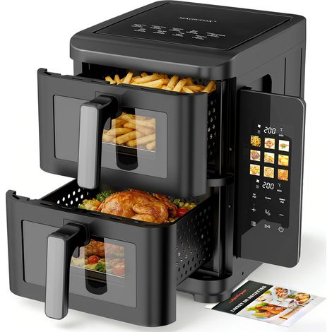 Friteuse sans Huile - MAGICFOX - 10L - 2 Tiroirs - Écran Tactile - 9 Programmes