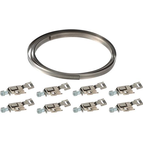 Collier de serrage à bande 9mm Longueur 3 mètres 8 têtes