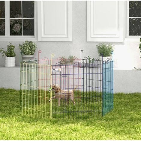 Parc pour chiot modulable en métal, Ø 120 x 60 H cm, multicolore DESVIAE (1/4)