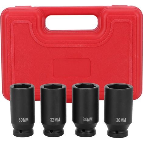 4-teiliges 6-Punkt-1/2-Zoll-DR-Set für Vorder- und Hinterrad, Achsmutter und tiefe Schlagnuss (1/5)
