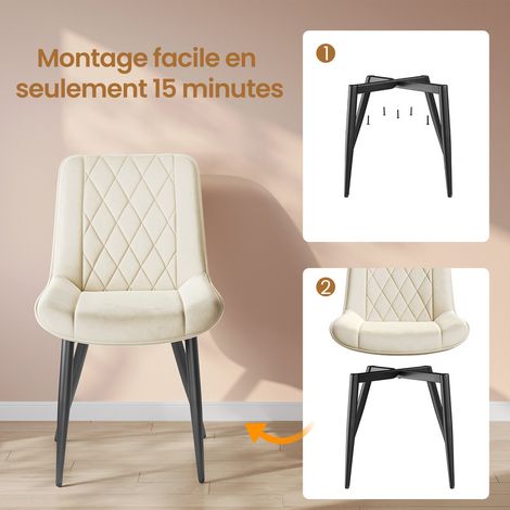 HavenlyHome - Lot de 4 Chaises Salle à Manger, Velours Beige, Assise Rembourrée, Ergonomique, Réglables,Pour Salon Chambre à Coucher