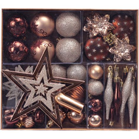 Adorno Para Árbol De Navidad - Conjunto De 58 Piezas En Forma De Bola Estrella Corazón Y Copo De Nieve - Plástico Duradero - Decoración Navideña (1/5)