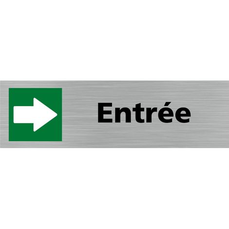 Pictogramme ENTREE A DROITE (Q0295).- Adhésif aspect aluminium brossé - (1/5)