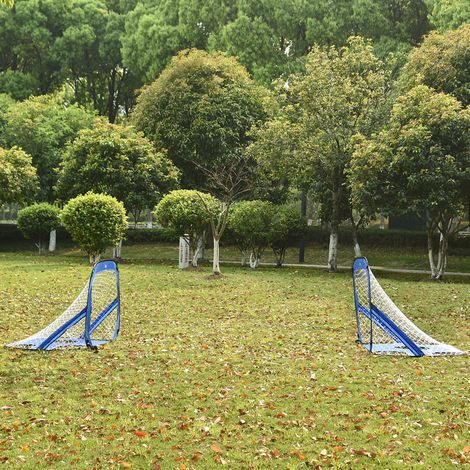 Buts de football, buts pop-up, filet de football portable, lot de 2 minibuts, mobiles avec sac de transport, pliables, bleus, 123 x 80 x 80 cm (1/5)