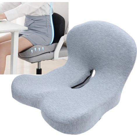Ergonomischer Sitzbezug mit herausnehmbarem Memory-Schaum zur Unterstützung von Lendenwirbelsäule und Steißbein, Auto- und Bürositzkissen, waschbarer Stoffbezug (44x42x32cm, 1000g) (1/5)