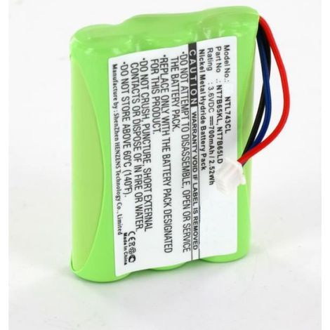 Batterie NiMh 3.6 V 700 mAh - Pour Téléphone Sans Fil - Compatible Nortel 4145 7740 Kirk 50 60 70 3040 4020 4040 4080 5020 5040 Polycom NT7B65KL NT7B65LD Spectralink 84743411 - Unité