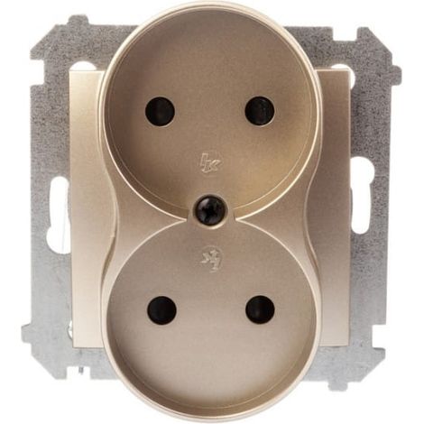 Simon 54 Doppelsteckdose b/u 16A IP20 mattgold DG2MZ.01/44