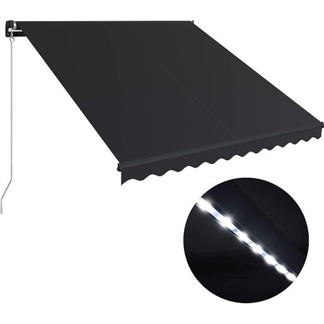 vidaXL Manual Retractable Awning with LED 350x250 cm Anthracite (46872+46848) (1/5)
