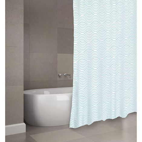 Rideau de douche Polyester WAVE 180x200cm QUALITE PREMIUM Vert Pastel - Anneaux inclus MSV (1/4)