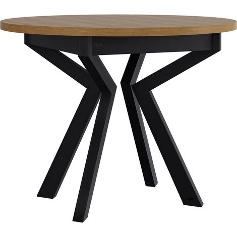 Mesa Victorville 368, Roble nieto + Negro, 78x0x0cm, Aglomerado laminado, Metal