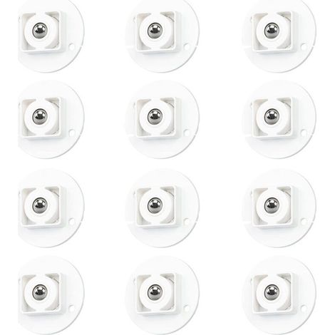 12 Pcs roulettes de Transfert Auto-Adhésives, roulettes à Billes de Transfert roulettes Plastique Solide Roulette de Rotation à 360 Degrés pour Support de Rangement Inférieur, Poubelle (1/4)