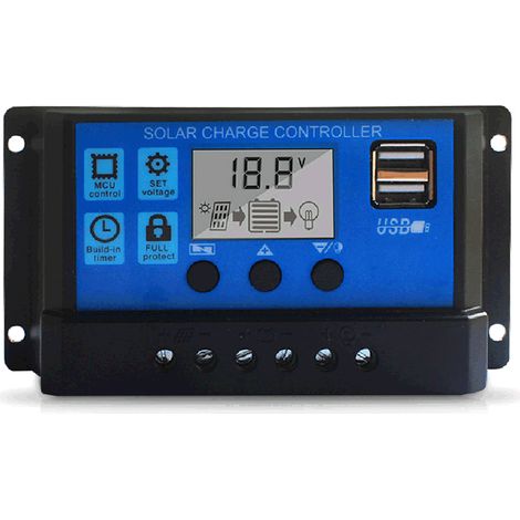 Eosnow 100-A-Solarladeregler, verbesserter Panel-USB-Anschluss, intelligenter Batterieregler, multifunktional einstellbarer LCD-Display-Straßenlaternenregler