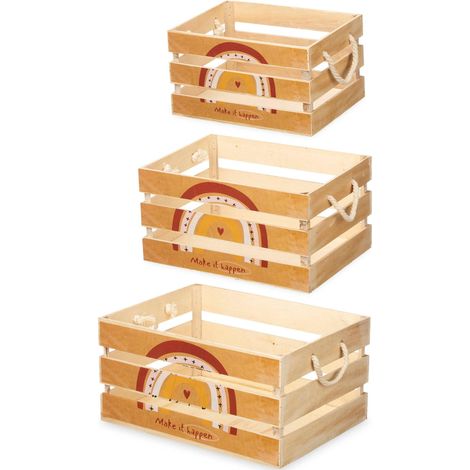 Giftdecor Cajitas decorativas arcoíris de madera FSC - Juego de 3 (1/3)