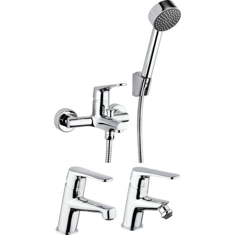 Set rubinetteria bagno completo in colore cromo Piralla Attila KITATTILA4CR (1/4)
