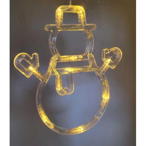 LED-Weihnachtsdeko Stern Mond Glocke Rentier Fensterdeko Lichterkette Saugnapf - Schneemann