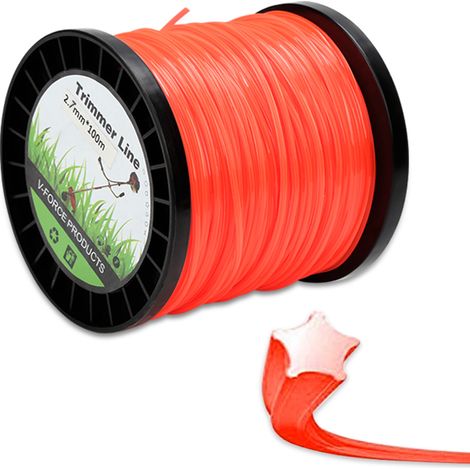 TolleTour Filo di taglio tondo 2,7 mm 100 m per decespugliatore, nylon arancione, filo di ricambio universale