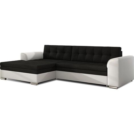 Canapé d'angle convertible CONFORTO 4 places noir et blanc – angle gauche (1/4)