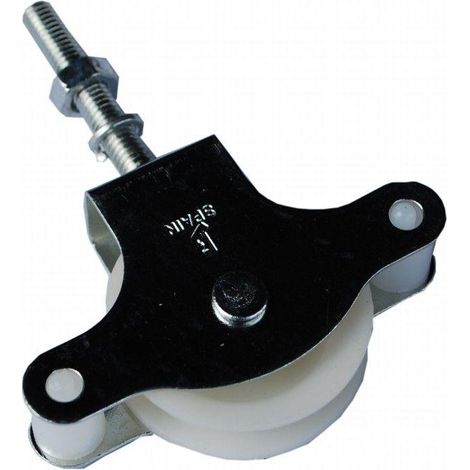 FPLUS polea rod.plast.c/tuerca de 40 , Polea tendedero plastico con tornillo M-6x40 mm.