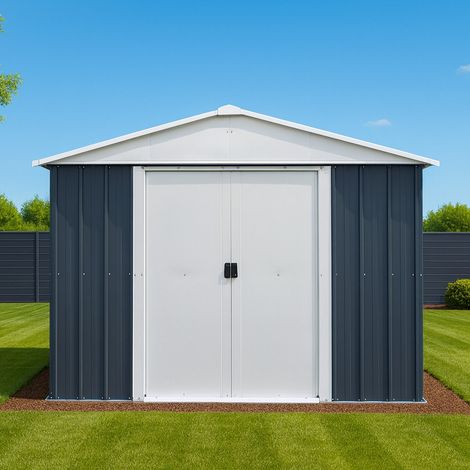 Abri de jardin métal anthracite Yardmaster 6,44m² + kit d'ancrage (1/5)