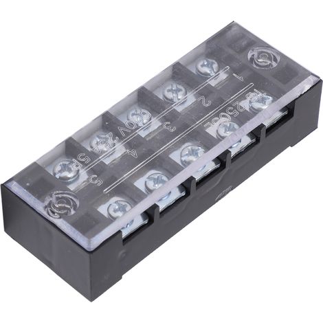 50 Klemmen TB-2505L, 5-polige zweireihige Messing-Schraubklemmen für Verteilerkästen, 25 A, 600 V (1/5)