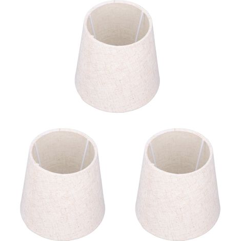 Lot de 3 Abat-jour Lin E14 15x14x11cm Structure Métallique pour Lustre Applique Salon (1/5)