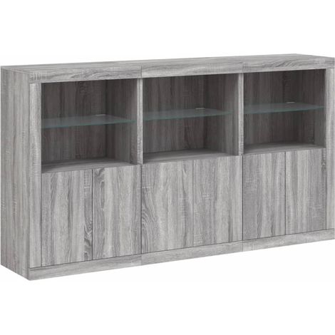 Credenza buffet cassettiera mobile contenitore organizer cucina soggiorno soggiorno con luci a LED sonoma 181,5 x 37 x 100 cm grigio 020030062