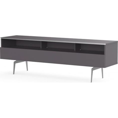 Meuble TV 3 niches 1 porte mélaminé gris et pieds métal Albany 160 cm (1/5)
