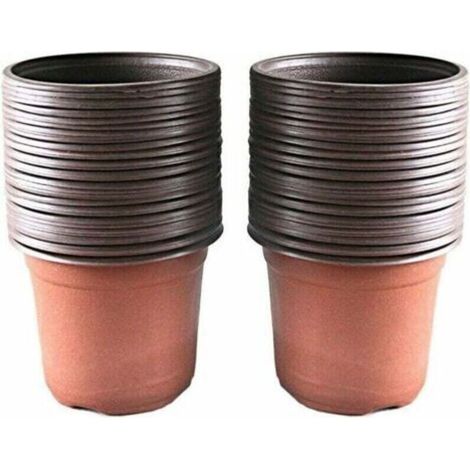 Set of 100 Plastic Pots for Seedlings and Plants, 10 cm (1/5)