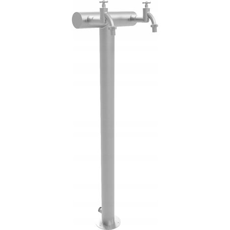 Doppelter Gartenwasserhahn, Hydrant, Wasserhahn, Pfosten, 95 cm, Edelstahl, auf einem Pfosten (1/5)