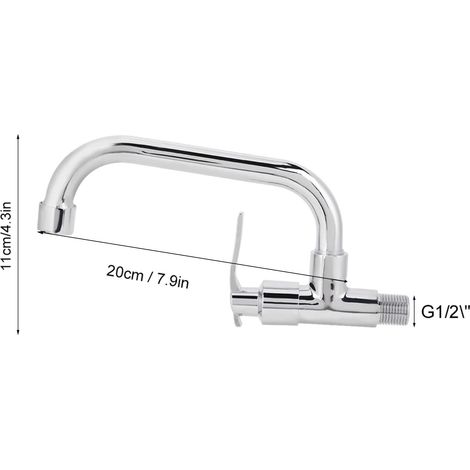 Robinet D'eau Froide Simple Mural en Laiton, Robinet de Cuisine Pivotant à 360 Degrés avec Connexion G1 2 Pouces pour évier de Cuisine Domestique (LQ-3093 20 cm) (1/5)