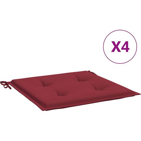 Maison Exclusive - Coussins de chaise de jardin lot de 4 rouge bordeaux 50x50x4 cm (1/5)