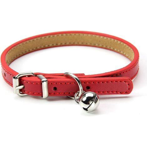 Collier Chat Chiot - Cuir Synthétique Réglable 20 cm à 27 cm - Largeur 1 cm - Rouge - 1 Pièce (1/3)
