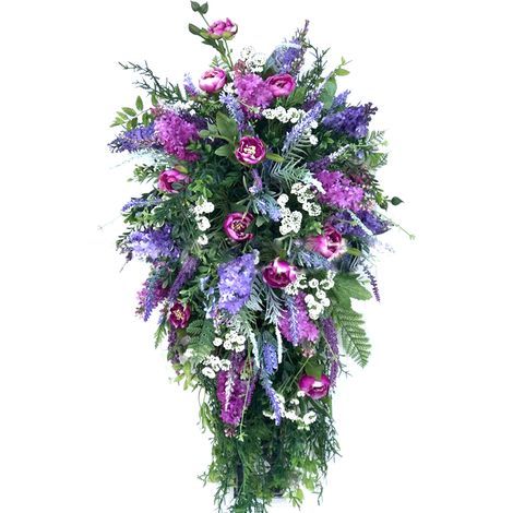 Grande couronne de fleurs artificielles avec lilas, jacinthes, hortensias, feuillage printanier et estival-AquaForge (1/5)