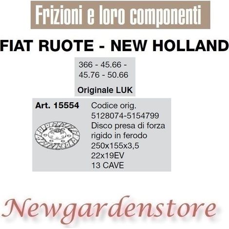 Disco frizione 22x19EV 13cave 250x155 366 45.66 45.76 LUK 15554 FIAT NEW HOLLAND