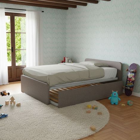 Letto 1 piazza e mezza con letto estraibile - Grigio fumo