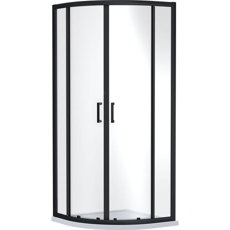 Almington 6mm Toughened Safety Glass Quadrant Shower Enclosure - 1900 x 900 x 900mm - Matt Black - Balterley (1/2)