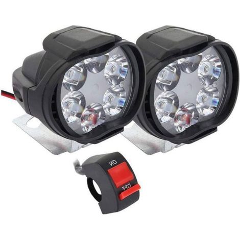 2 pcs Phares Moto LED Additionnels 12V Anti Brouillard avec Interrupteur pour Moto Truck et Scooter (1/4)