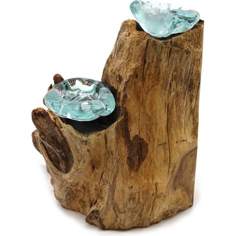 Porte-bougie double en verre Molton sur bois- Vendu par 1 (1/4)