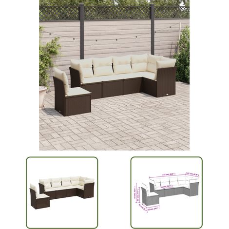 The Living Store 6-tlg. Garten-Sofagarnitur mit Kissen Braun Poly Rattan - Gartensofas - Outdoor Möbel - Lounge Set - Rattan Sofa - Gartenlounge (1/3)
