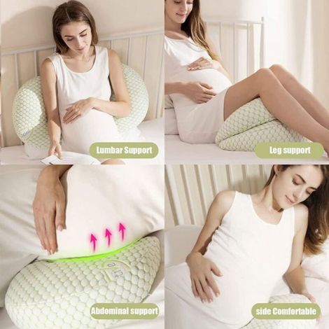 Coussin Grossesse - Tissu Bambou Naturel - Remplissage Coton Creux Haute Résilience - Pour Sommeil Latéral Allaitement Soutien Corporel - 1 Pièce (1/5)