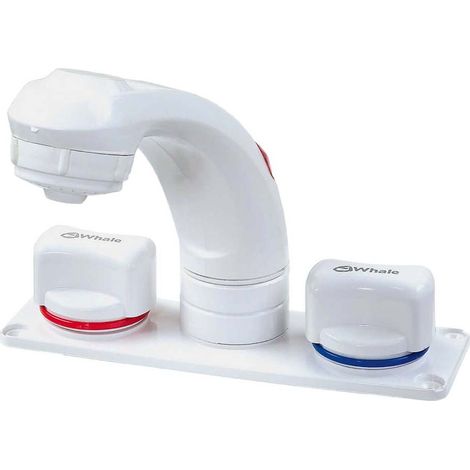 Whale Mixer-Wasserhahn mit ausziehbarem Sprühkopf, 12 V/24 V, 12 mm Anschluss, weiß, für Wohnmobile, Wohnmobile, Vanlife (1/4)