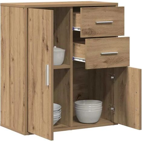 Buffet Bas de Cuisine en Bois d'Ingénierie Style Chêne, Meuble de Rangement 60x31x70 cm pour Salon ou Entrée (1/5)