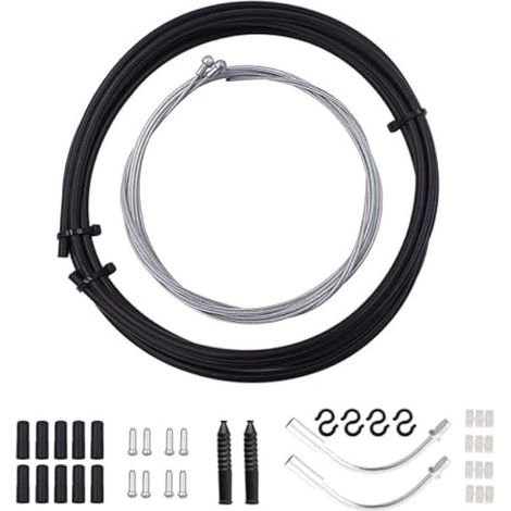 Set de Cable de Frein Vélo, 2.5m Cable de Frein Velo Universel, Câble de Frein Avant et Après de Vélo Embout Cable Velo pour la Maintenance et la Réparation
